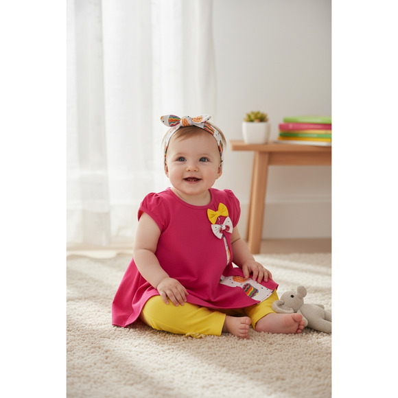 New Laura Ashley Baby Girl Outfit set Shirt leggings Headband Size 24 months - Picture 2 of 2